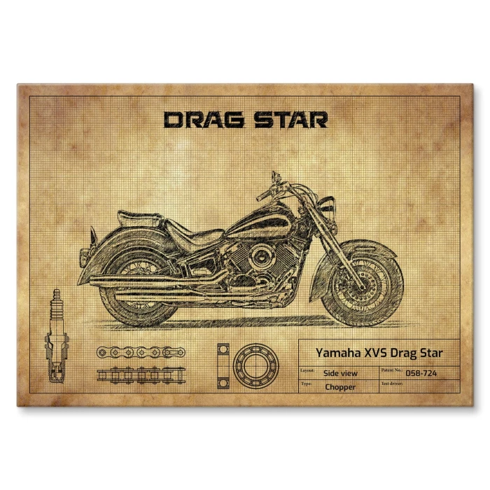 Plakat metalowy Yamaha XVS Drag Star Prezent