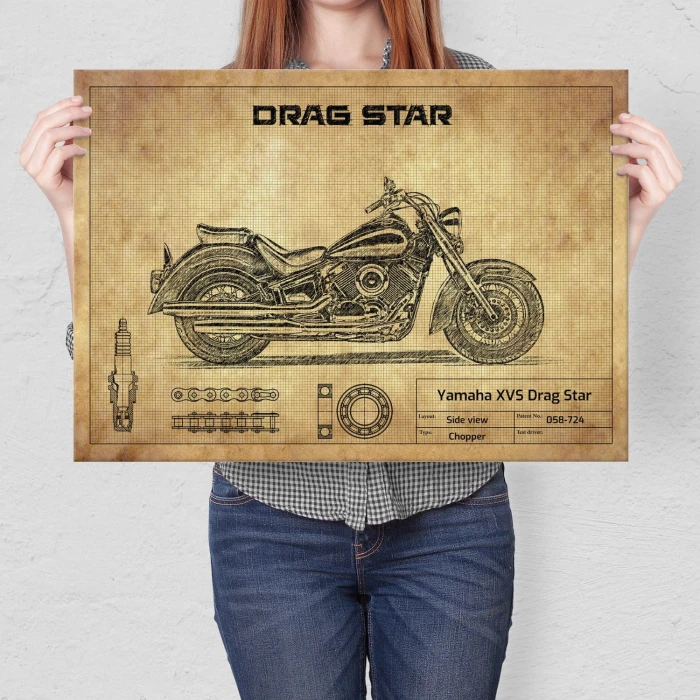 Plakat metalowy Yamaha XVS Drag Star Prezent