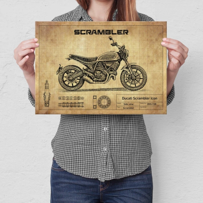 Plakat metalowy Ducati Scrambler Icon Prezent