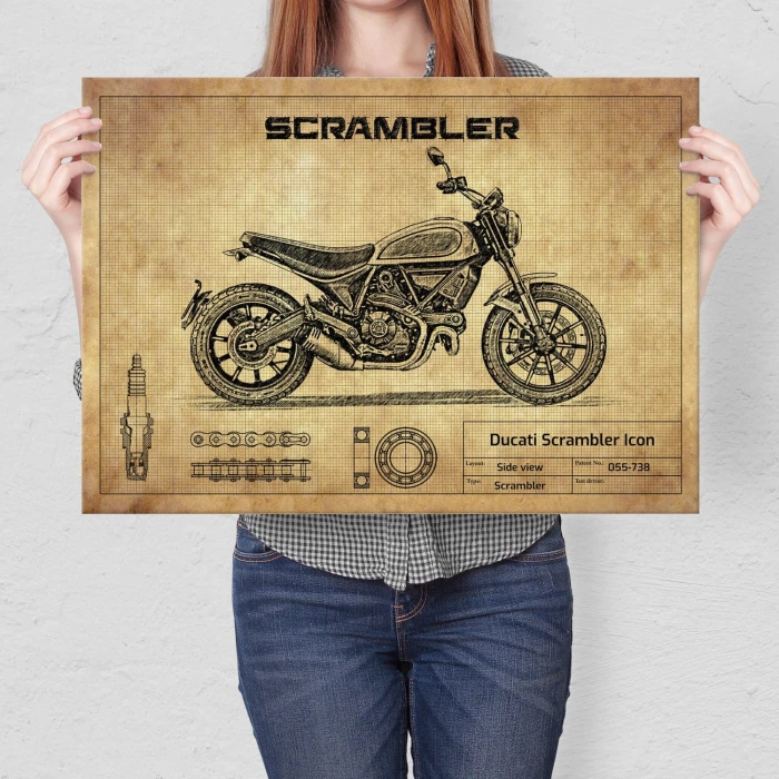 Plakat metalowy Ducati Scrambler Icon Prezent