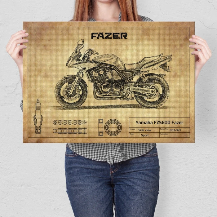 Plakat metalowy Yamaha FZS600 Fazer Prezent