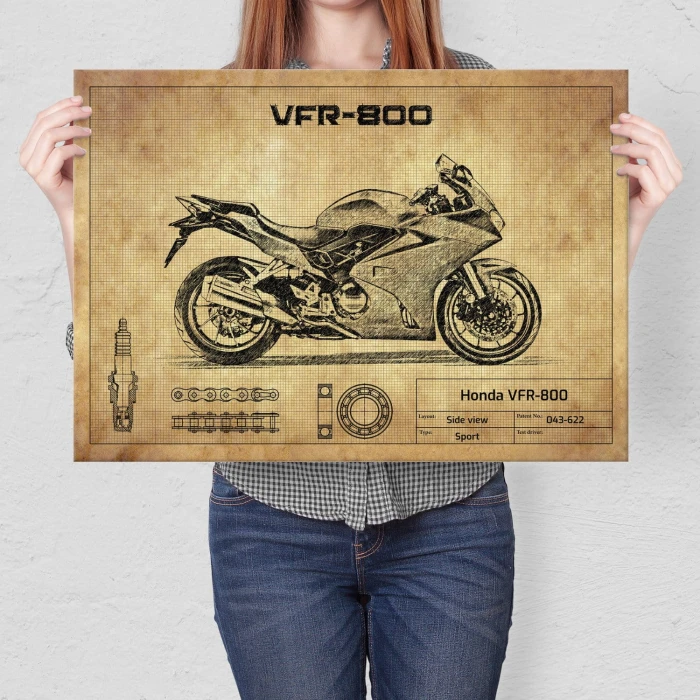 Plakat metalowy Honda VFR-800 Prezent