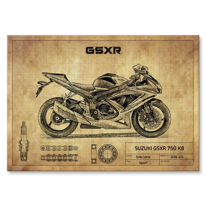 Plakat metalowy SUZUKI GSXR 750 K8 Prezent