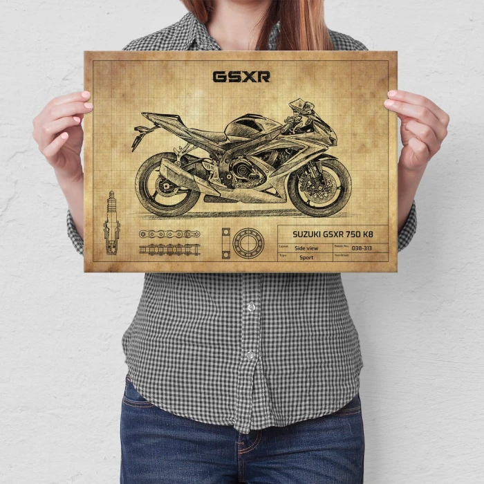 Plakat metalowy SUZUKI GSXR 750 K8 Prezent