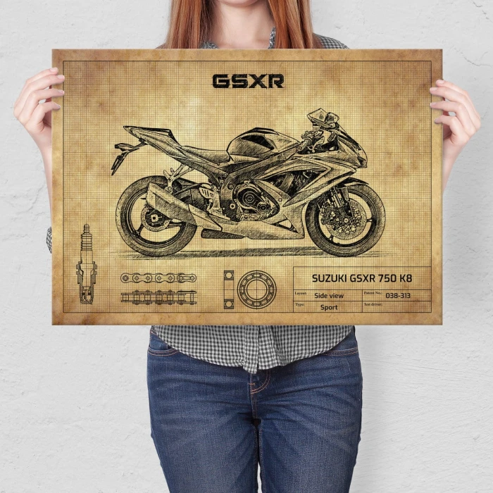Plakat metalowy SUZUKI GSXR 750 K8 Prezent