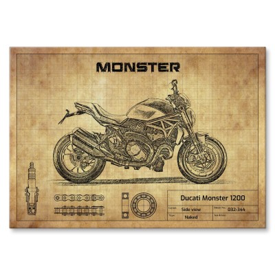 Plakat metalowy Ducati Monster 1200 Prezent
