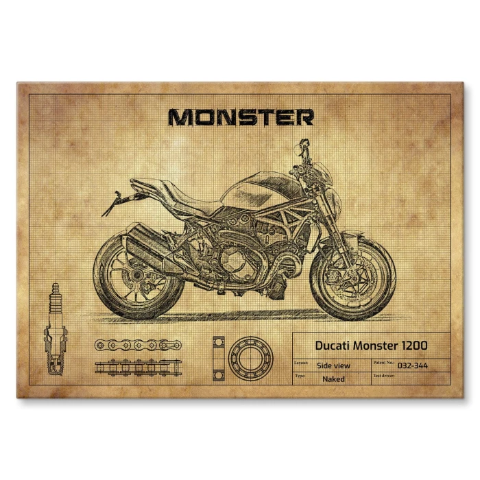 Plakat metalowy Ducati Monster 1200 Prezent