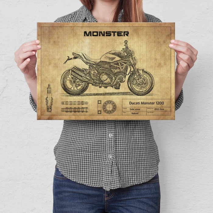 Plakat metalowy Ducati Monster 1200 Prezent