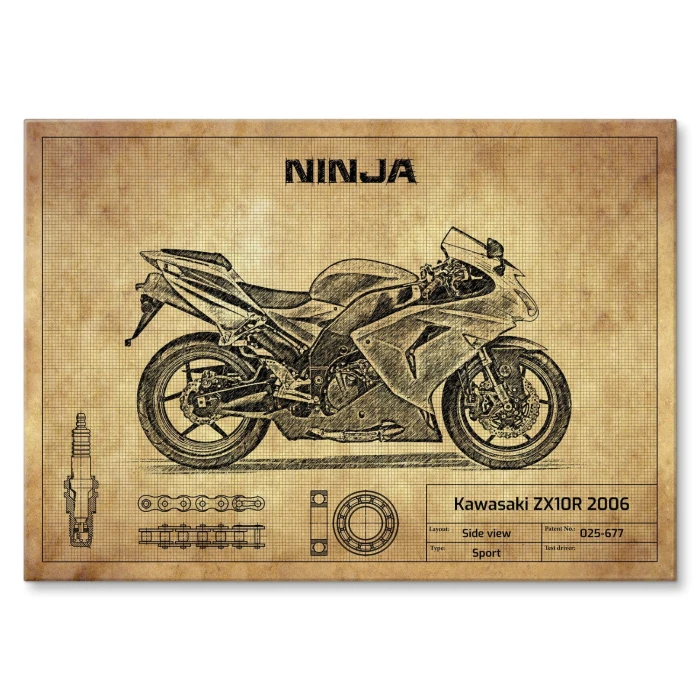 Plakat metalowy Kawasaki ZX10R 2006 Prezent