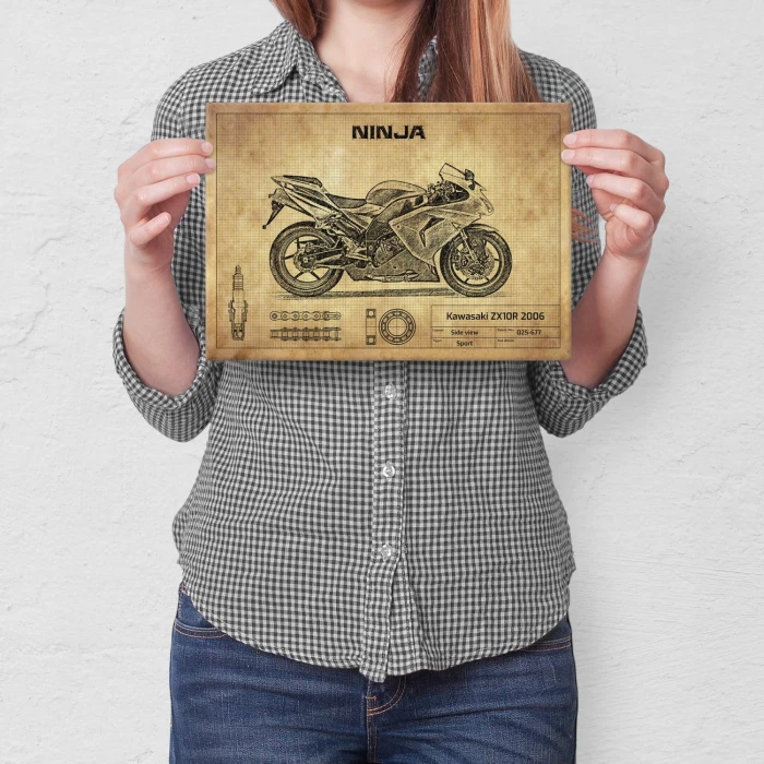 Plakat metalowy Kawasaki ZX10R 2006 Prezent