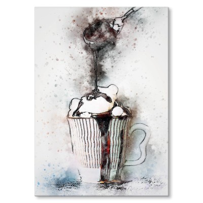 Plakat metalowy Akwarela z kawą Prezent