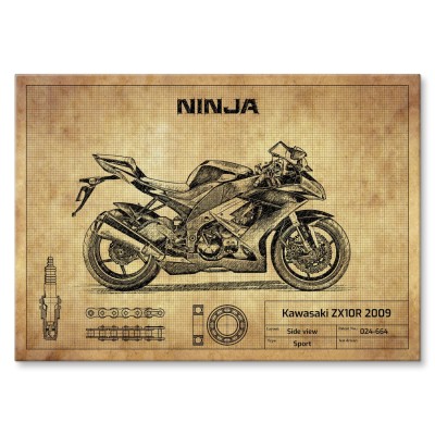 Plakat metalowy Kawasaki ZX10R 2009 Prezent