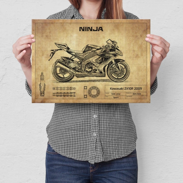Plakat metalowy Kawasaki ZX10R 2009 Prezent