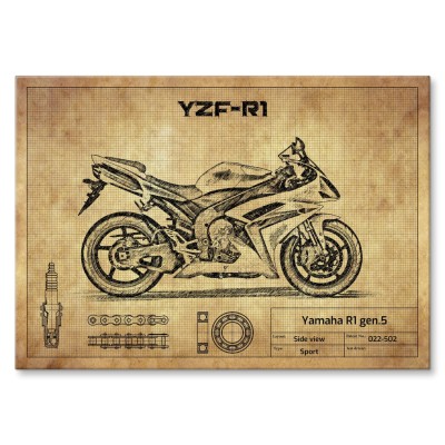 Plakat metalowy Yamaha R1 gen.5 Prezent
