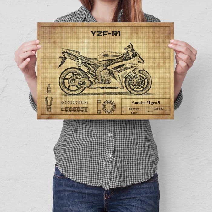 Plakat metalowy Yamaha R1 gen.5 Prezent