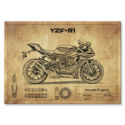 Plakat metalowy Yamaha R1 gen.6 Prezent