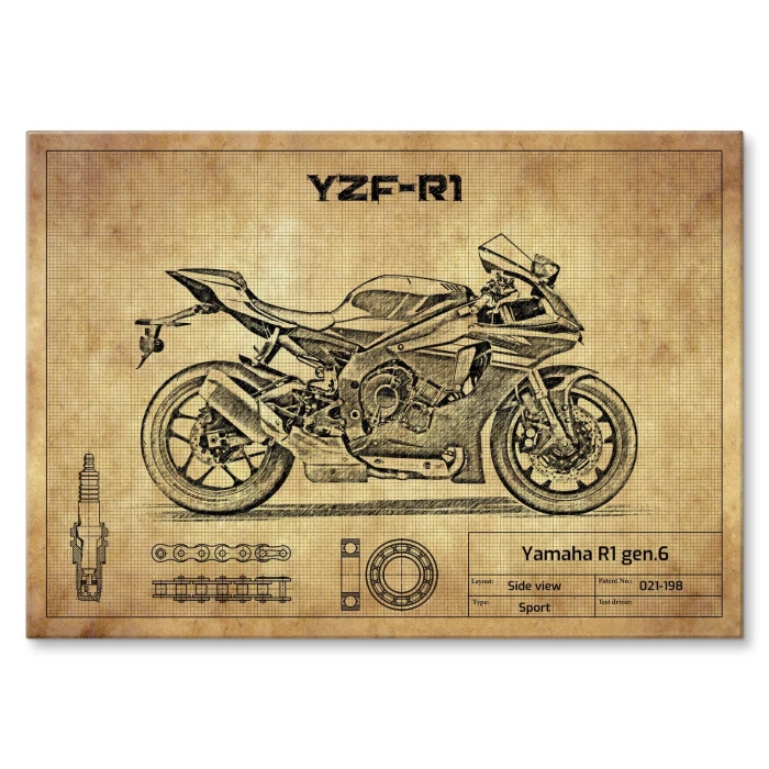 Plakat metalowy Yamaha R1 gen.6 Prezent