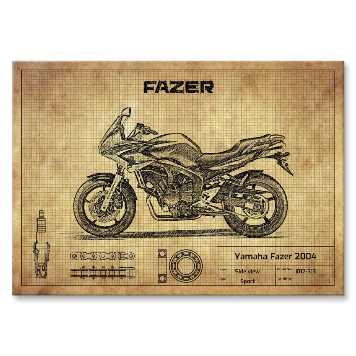 Plakat metalowy Yamaha Fazer 2004 Prezent