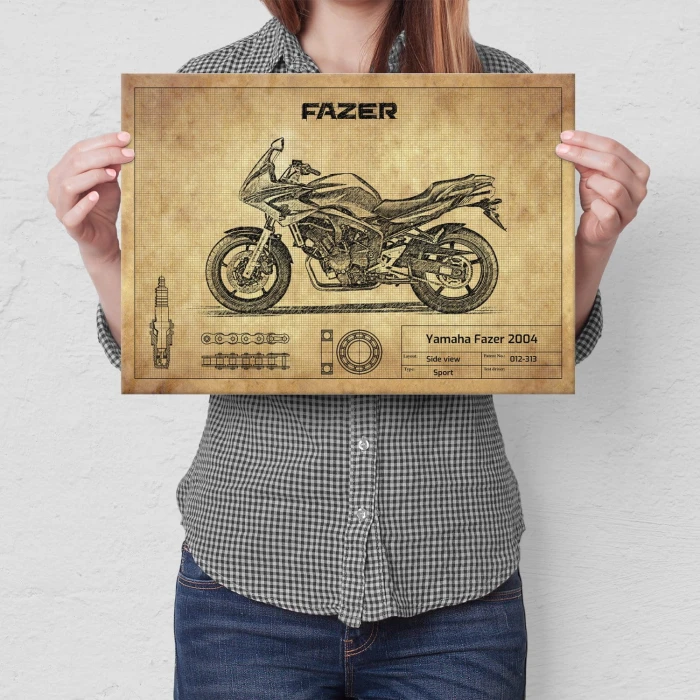 Plakat metalowy Yamaha Fazer 2004 Prezent