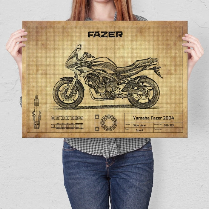 Plakat metalowy Yamaha Fazer 2004 Prezent
