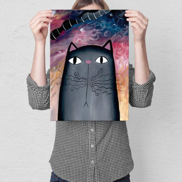 Plakat metalowy Kotek Prezent