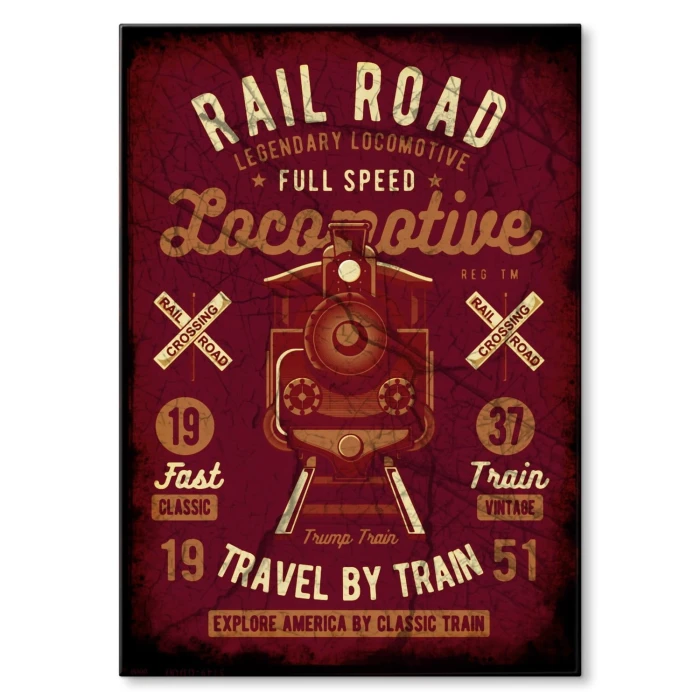 Plakat metalowy Travel by train