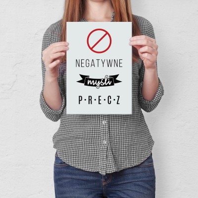 Plakat metalowy Negatywne myśli precz Prezent