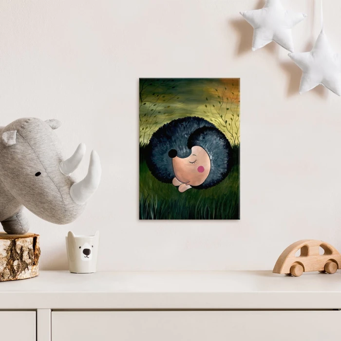 Plakat metalowy Śpiący jeż Prezent