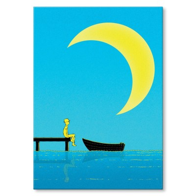 Plakat metalowy Księżyc nad jeziorem Prezent