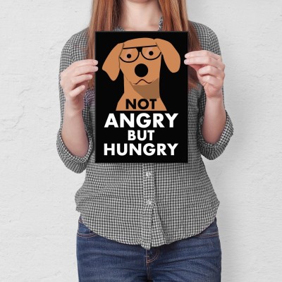 Plakat metalowy Not angry but hungry Prezent