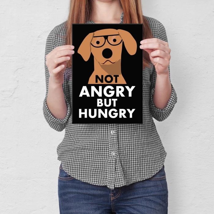 Plakat metalowy Not angry but hungry Prezent