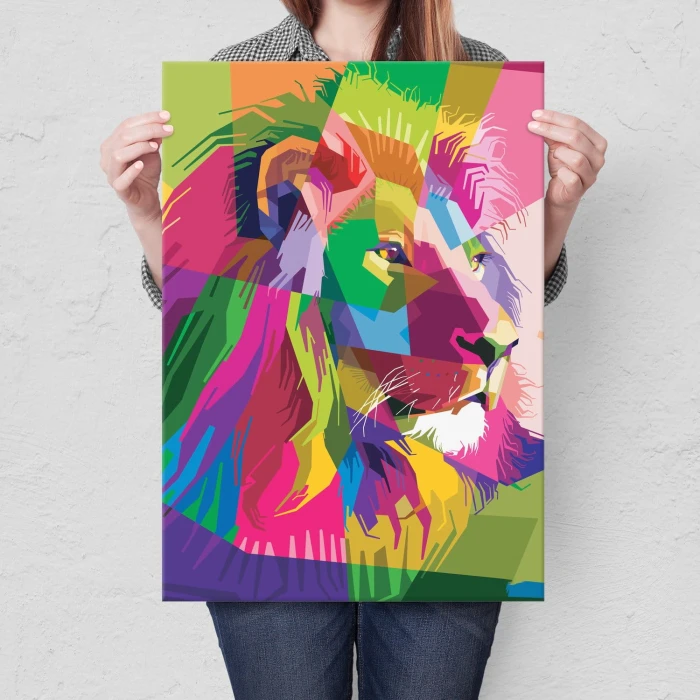 Plakat metalowy Barwny lew Prezent