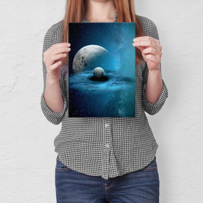 Plakat metalowy Planety w galaktyce Prezent