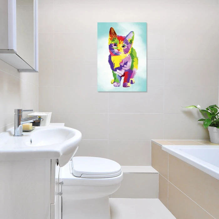 Plakat metalowy Kolorowy kotek Prezent