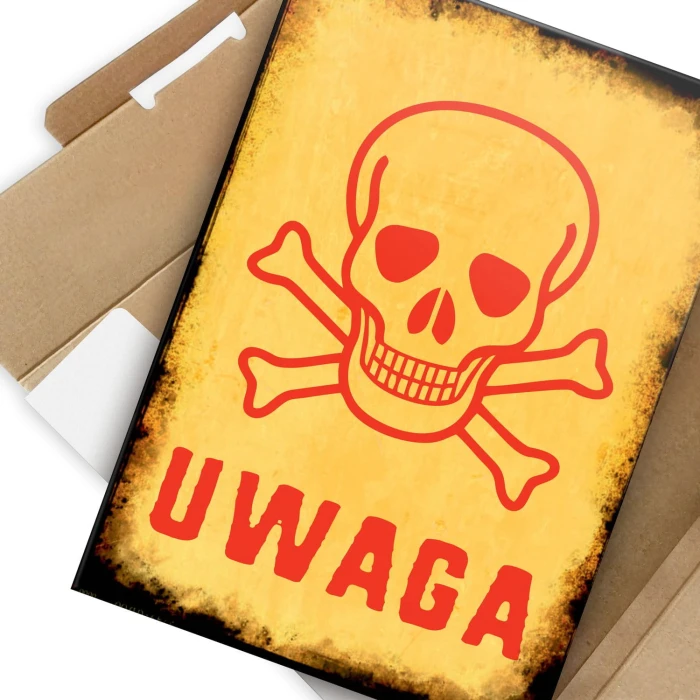 Plakat metalowy Uwaga! Prezent