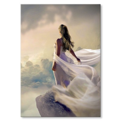 Plakat metalowy Kobieta na skale Prezent