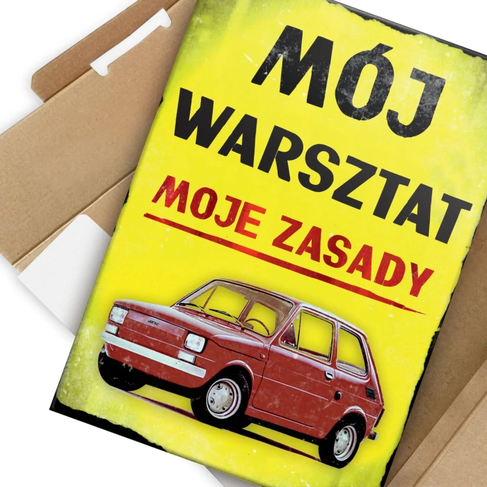 Plakat metalowy Mój warsztat 126p Prezent