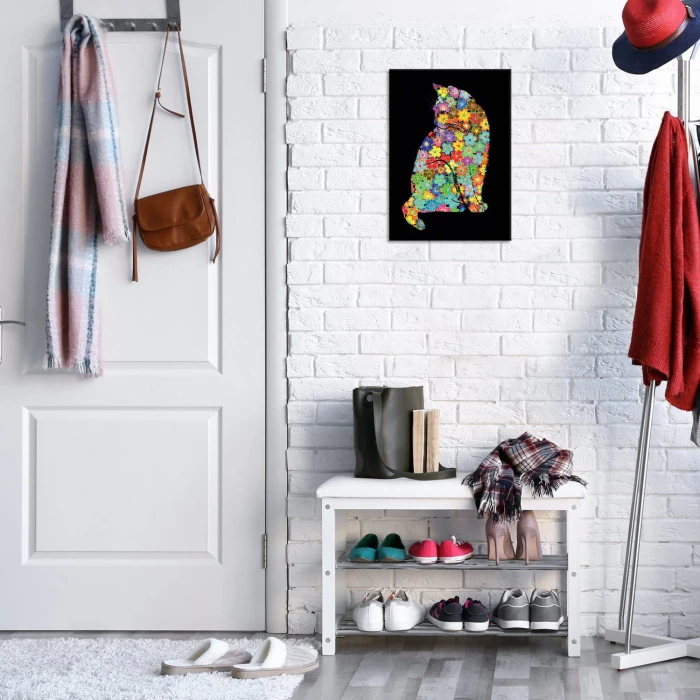 Plakat metalowy Kwiecisty kot Prezent