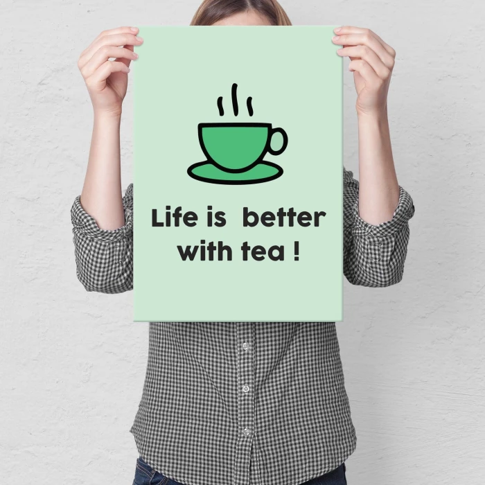 Plakat metalowy Life is better with tea Prezent
