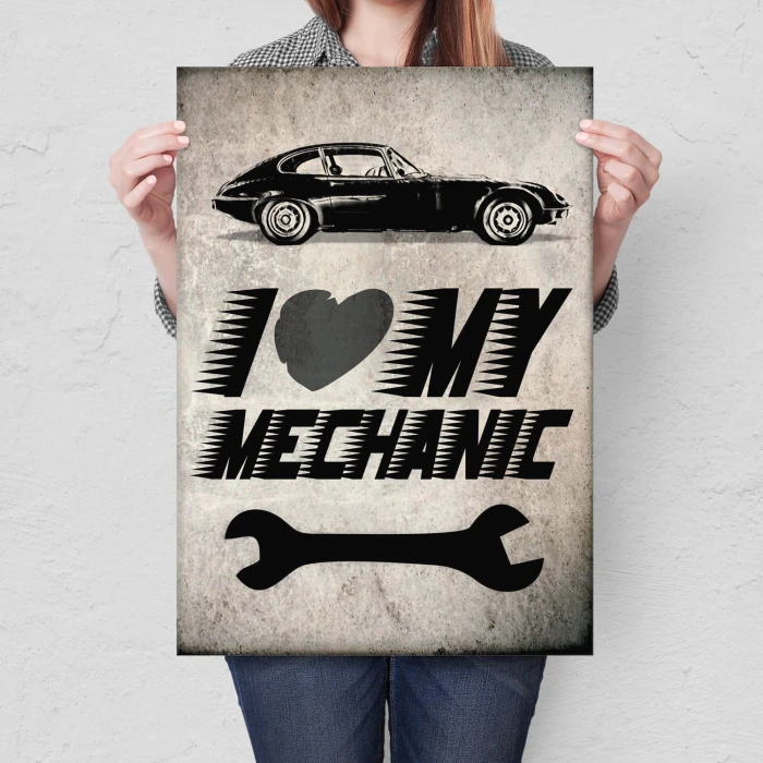 Plakat metalowy I love Mechanik Prezent