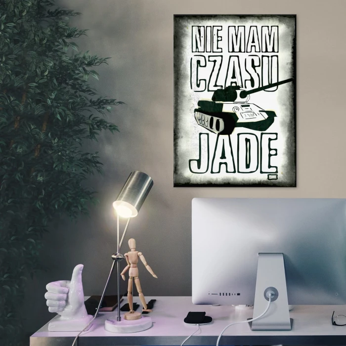 Plakat metalowy Jadę czołgiem Prezent