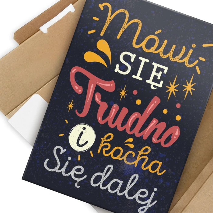 Plakat metalowy Mówi się trudno Prezent
