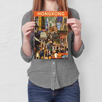 Plakat metalowy Hongkong Prezent