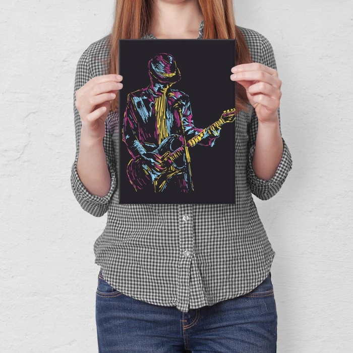 Plakat metalowy Gitarzysta rockowy