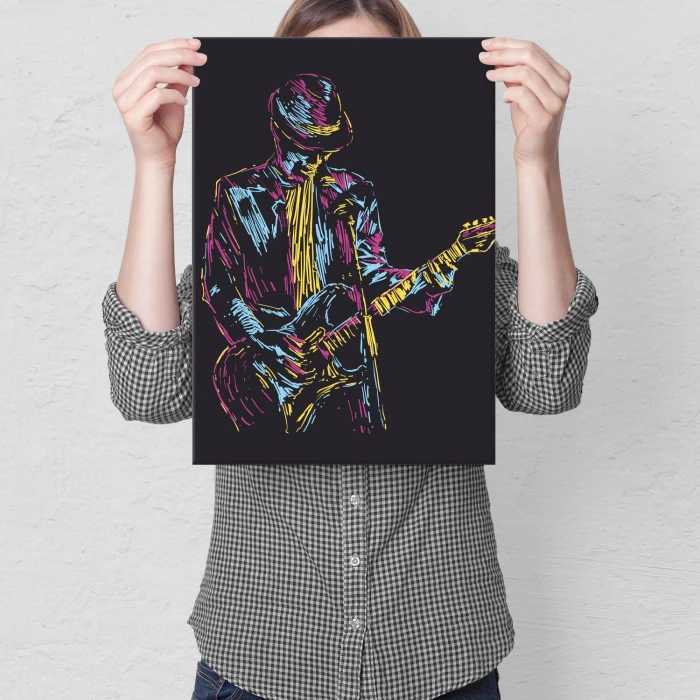 Plakat metalowy Gitarzysta rockowy