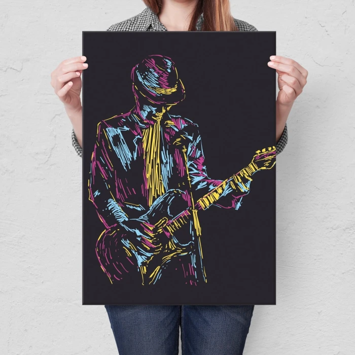 Plakat metalowy Gitarzysta rockowy