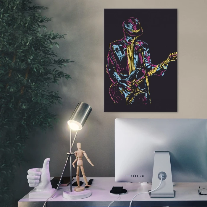 Plakat metalowy Gitarzysta rockowy