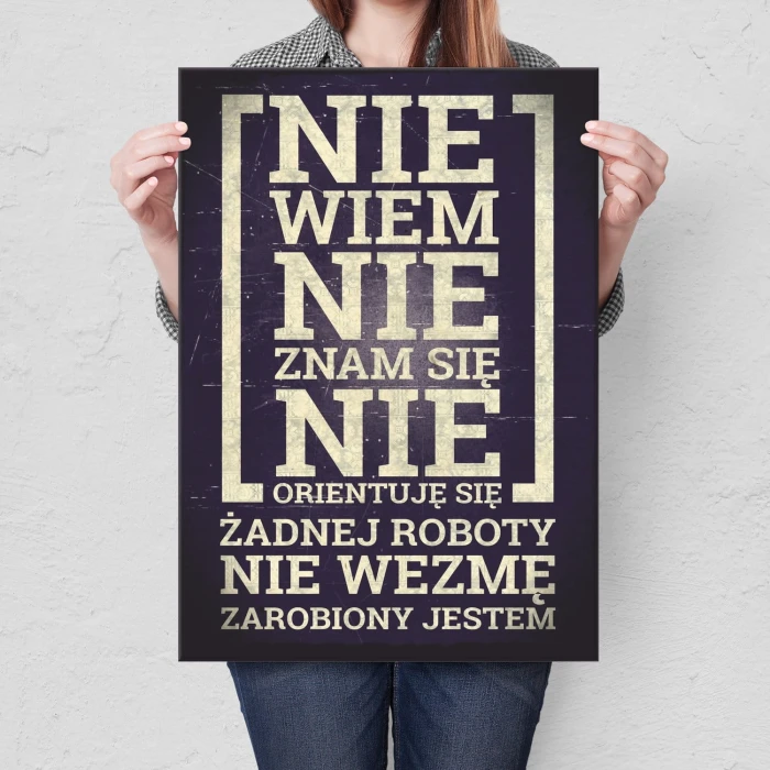 Plakat metalowy Zarobiony jestem Prezent
