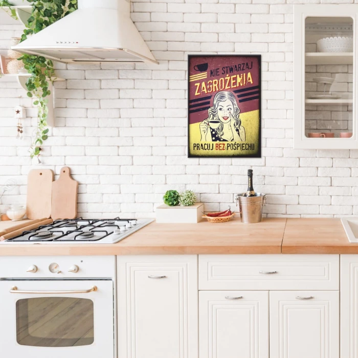 Plakat metalowy Pracuj bez pośpiechu