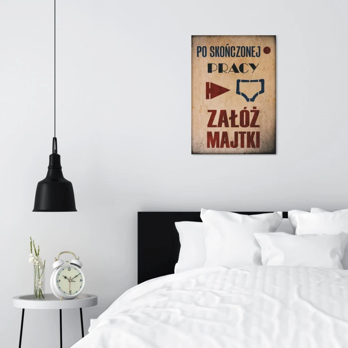 Plakat metalowy Załóż majtki Prezent